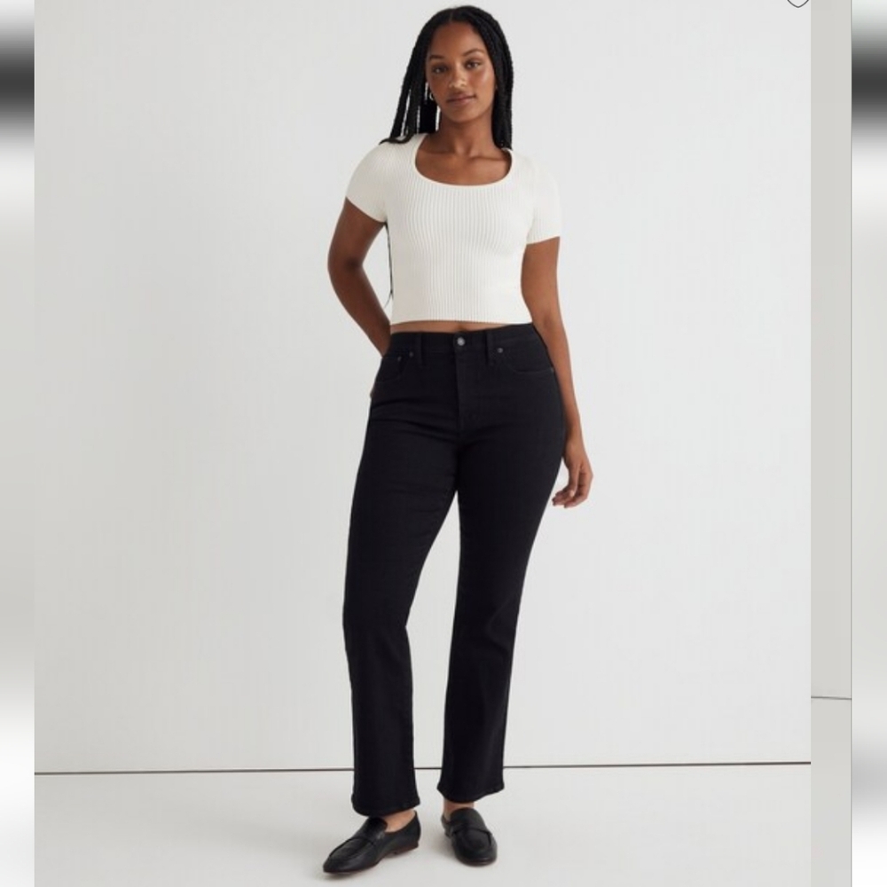 Madewell Mid-Rise Kick Out Crop Jean Black Rinse Wash Size 30